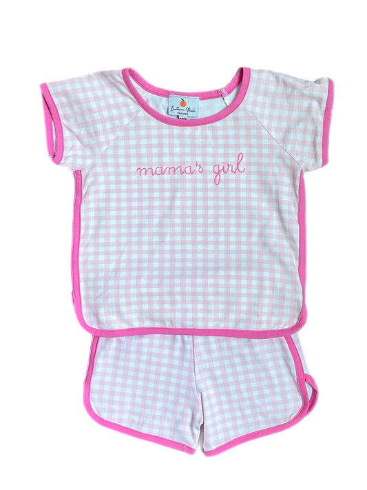 Girl’s Embroidered Knit Short Set