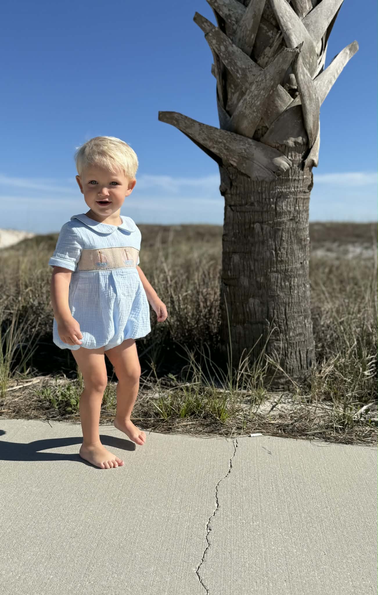 Boys Smocked Sail Boat Bubble