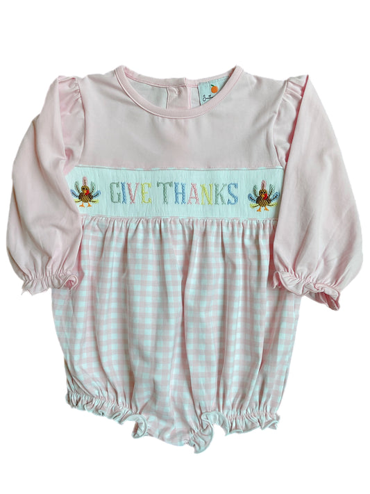 Girl’s Smocked Thanksgiving Bubble