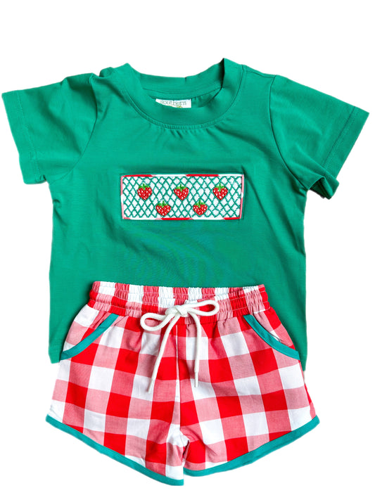 Boy’s Smocked Strawberry Short Set