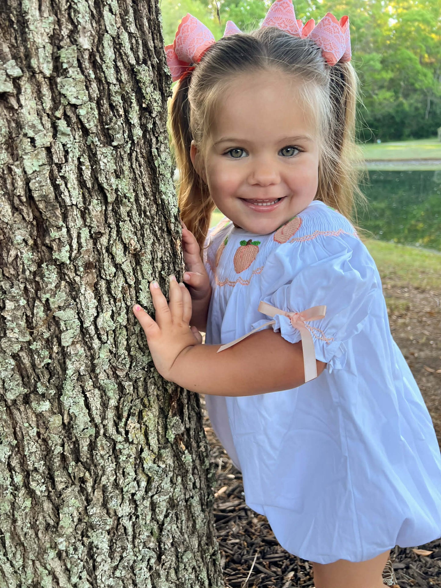Smocked Peach Bubble