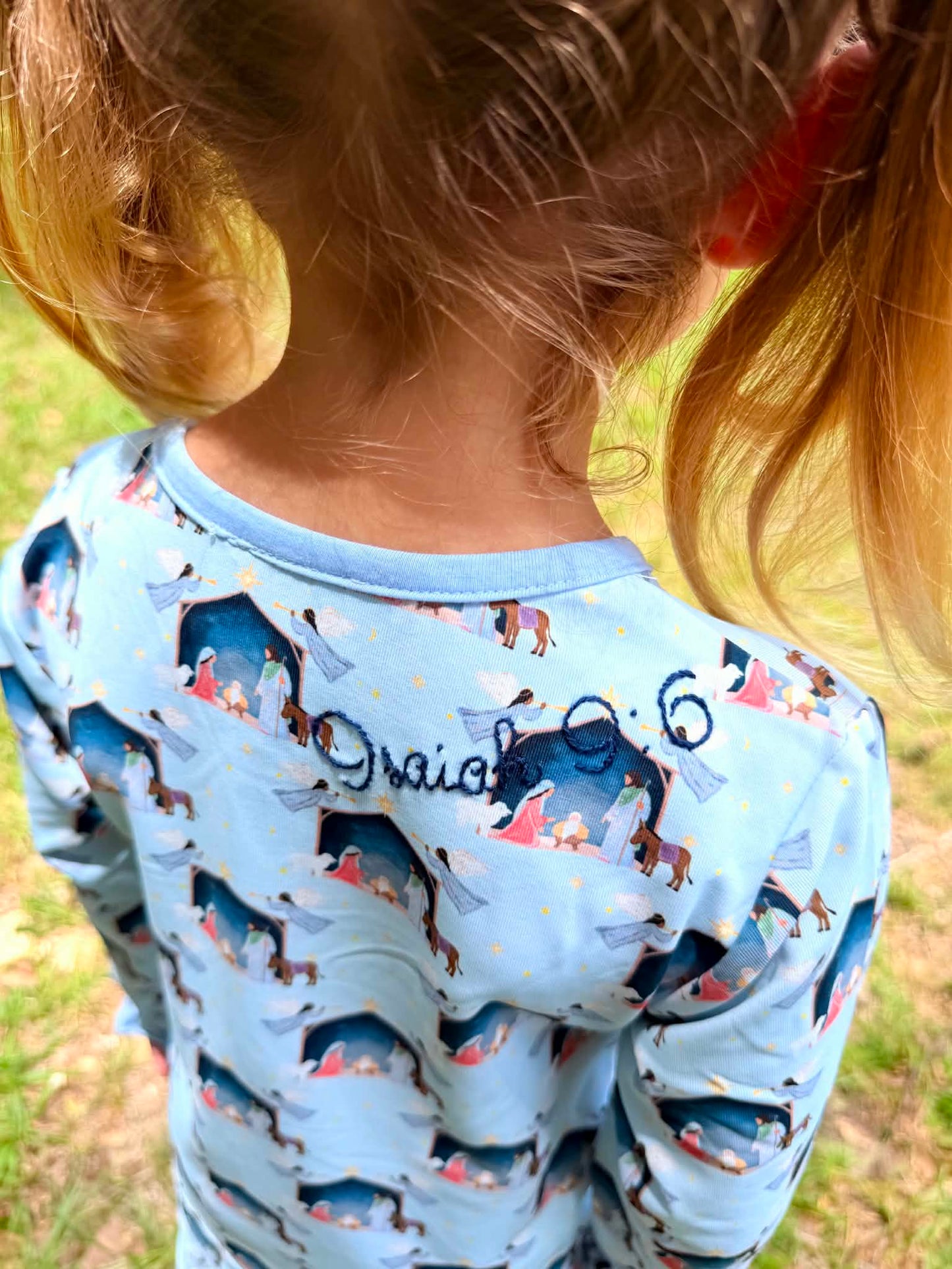 Girls Smocked Nativity Pajama Set