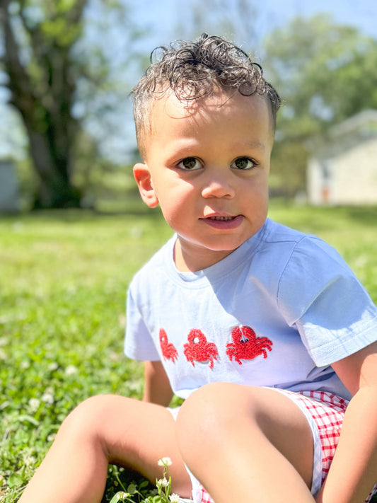 French Knot Crab Boys Short Set