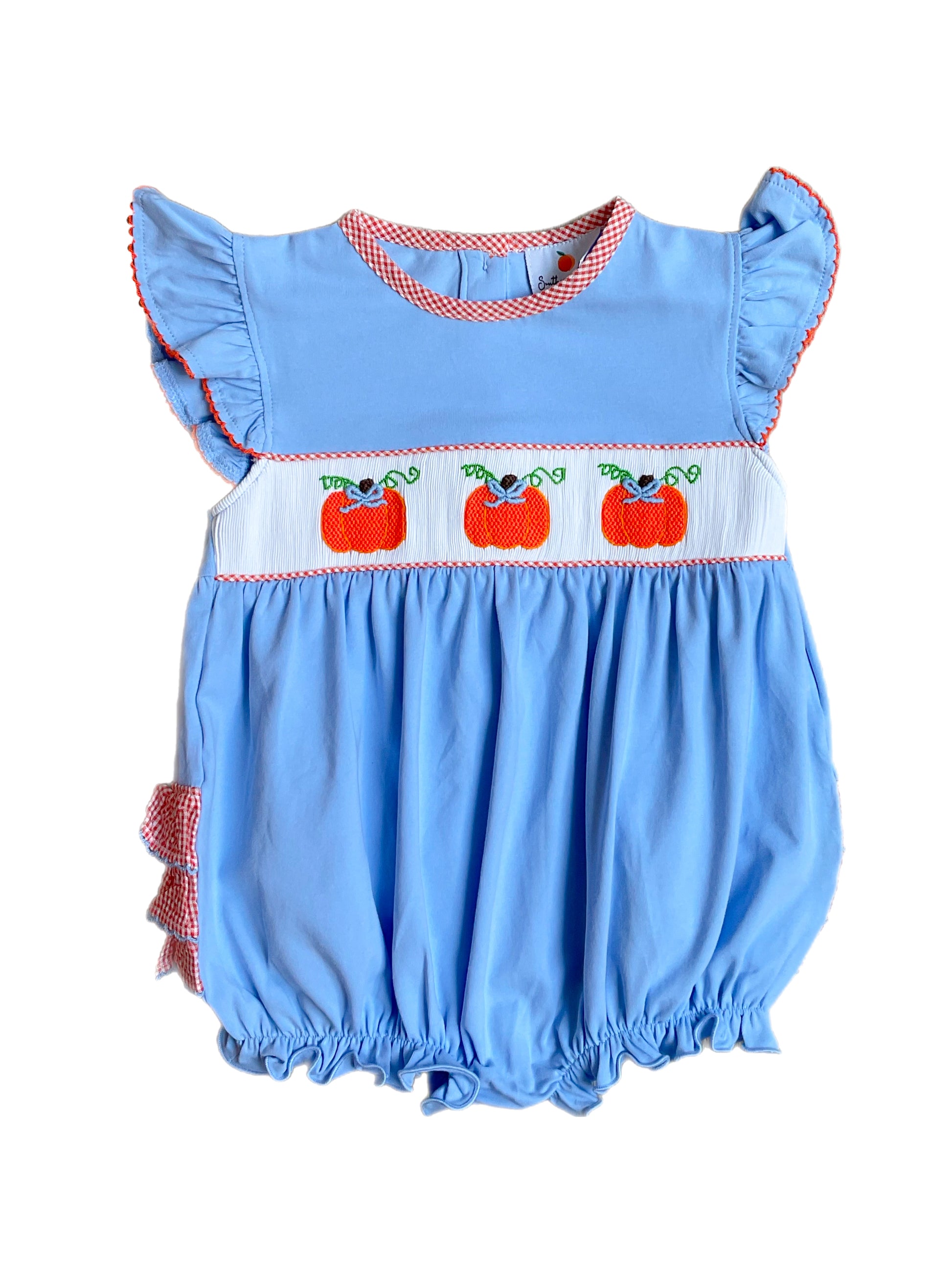 Girl’s Smocked Pumpkin Bubble Girl’s Smocked Pumpkin Bubble