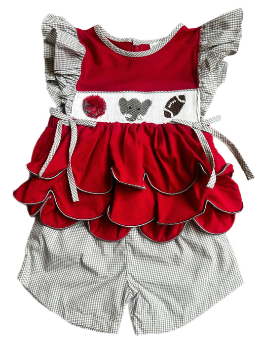 Smocked Elephant Football Short Set