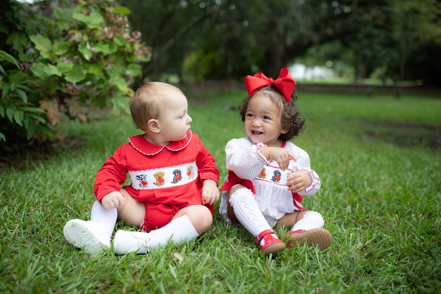 Boy’s Smocked Valentine Puppy Bubble