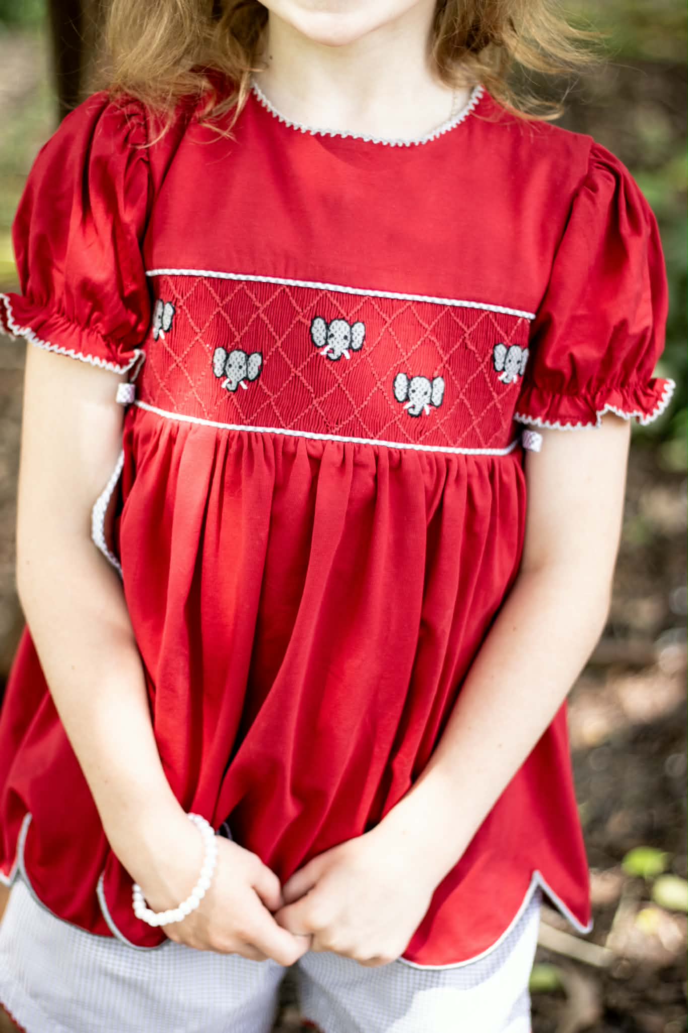 Girl’s Smocked Elephant Short Set