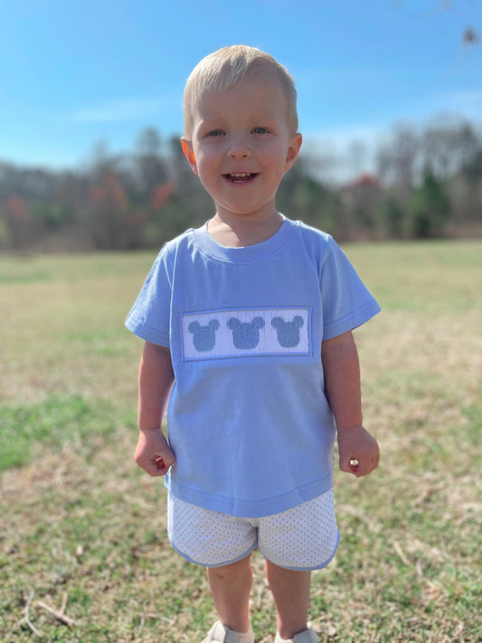 Boy’s Smocked Mouse Short Set