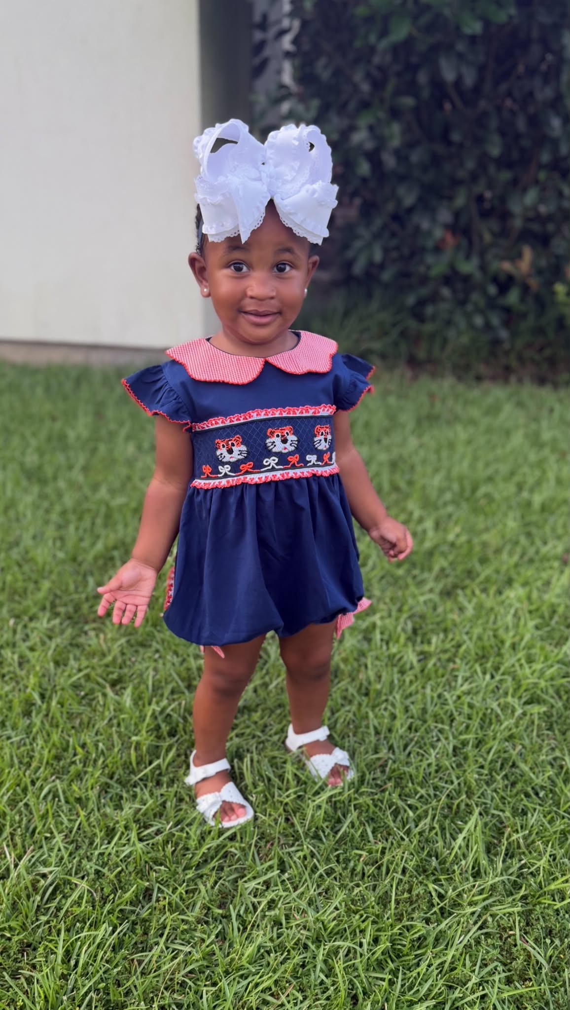 Girl’s Smocked Tiger Bubble