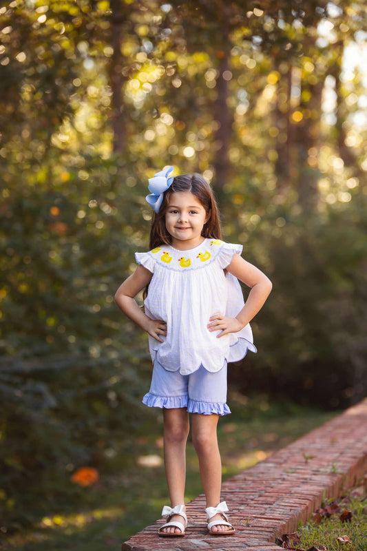 Girl’s Smocked Duck Short Set