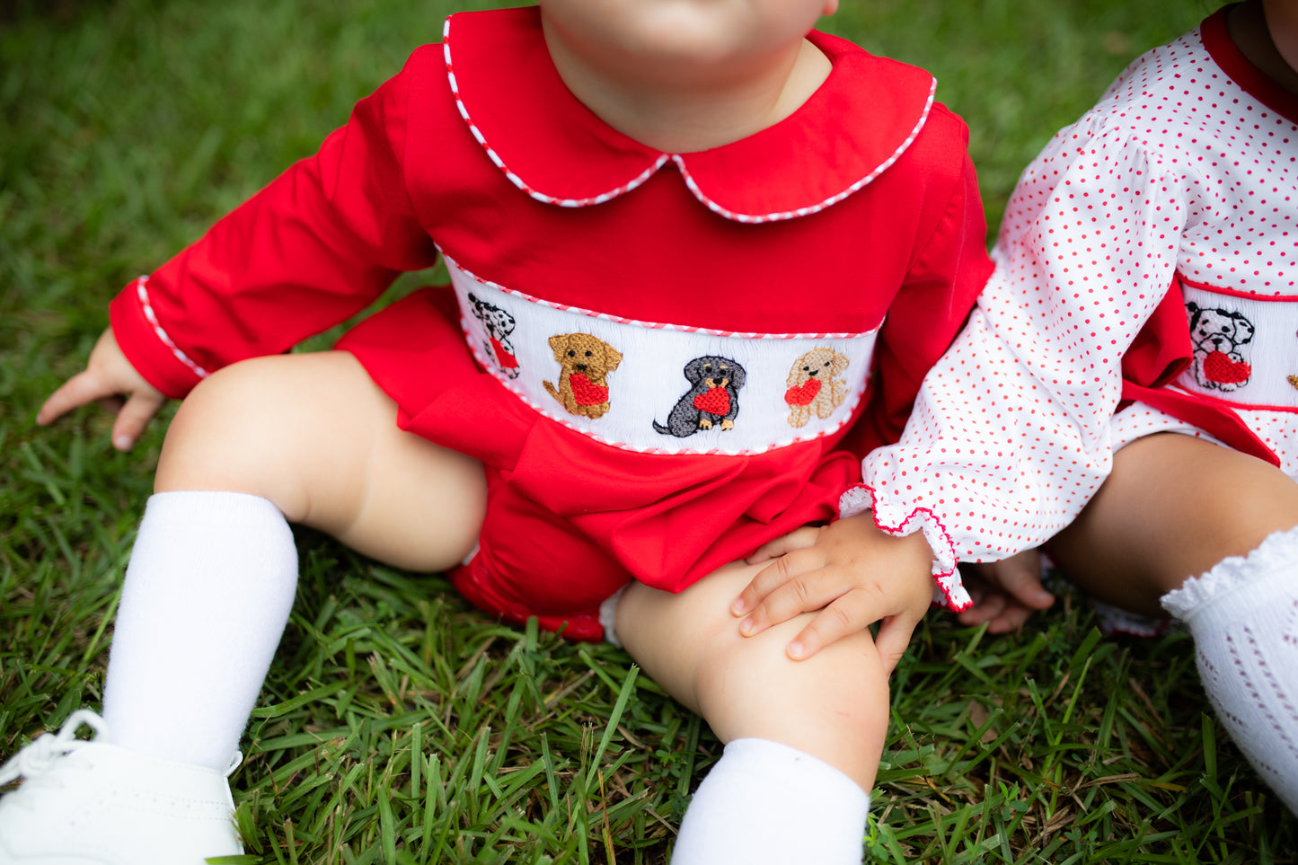 Boy’s Smocked Valentine Puppy Bubble