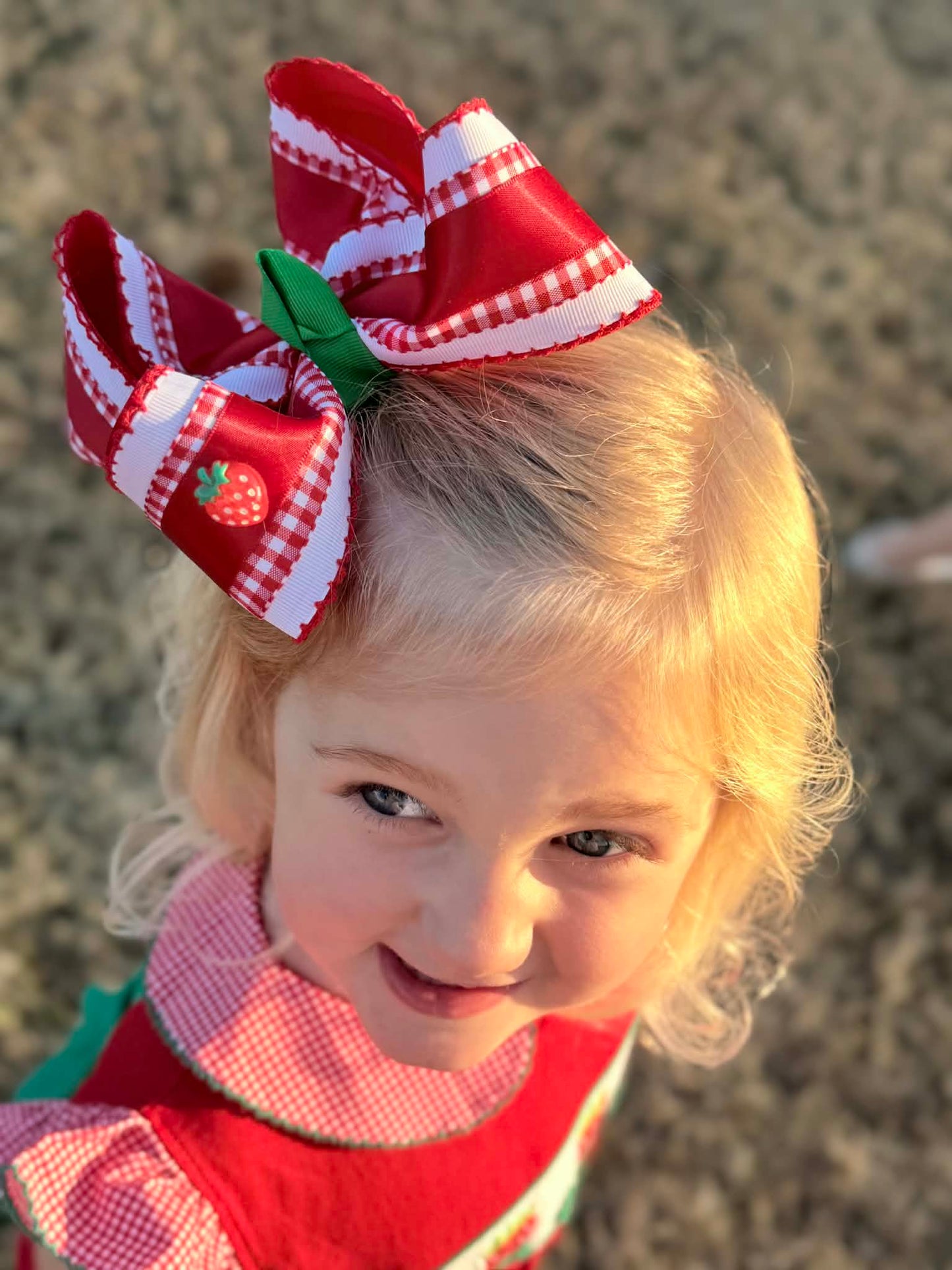 Girls Smocked Strawberry Bubble