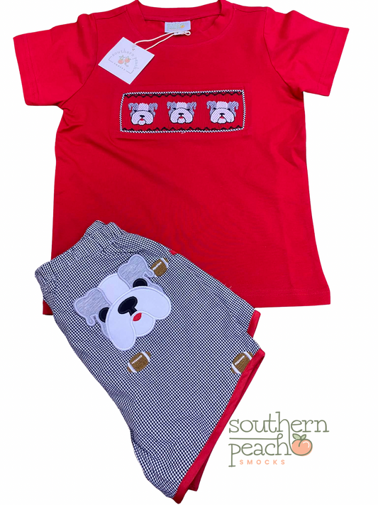 Boy’s Smocked Bulldog Short Set