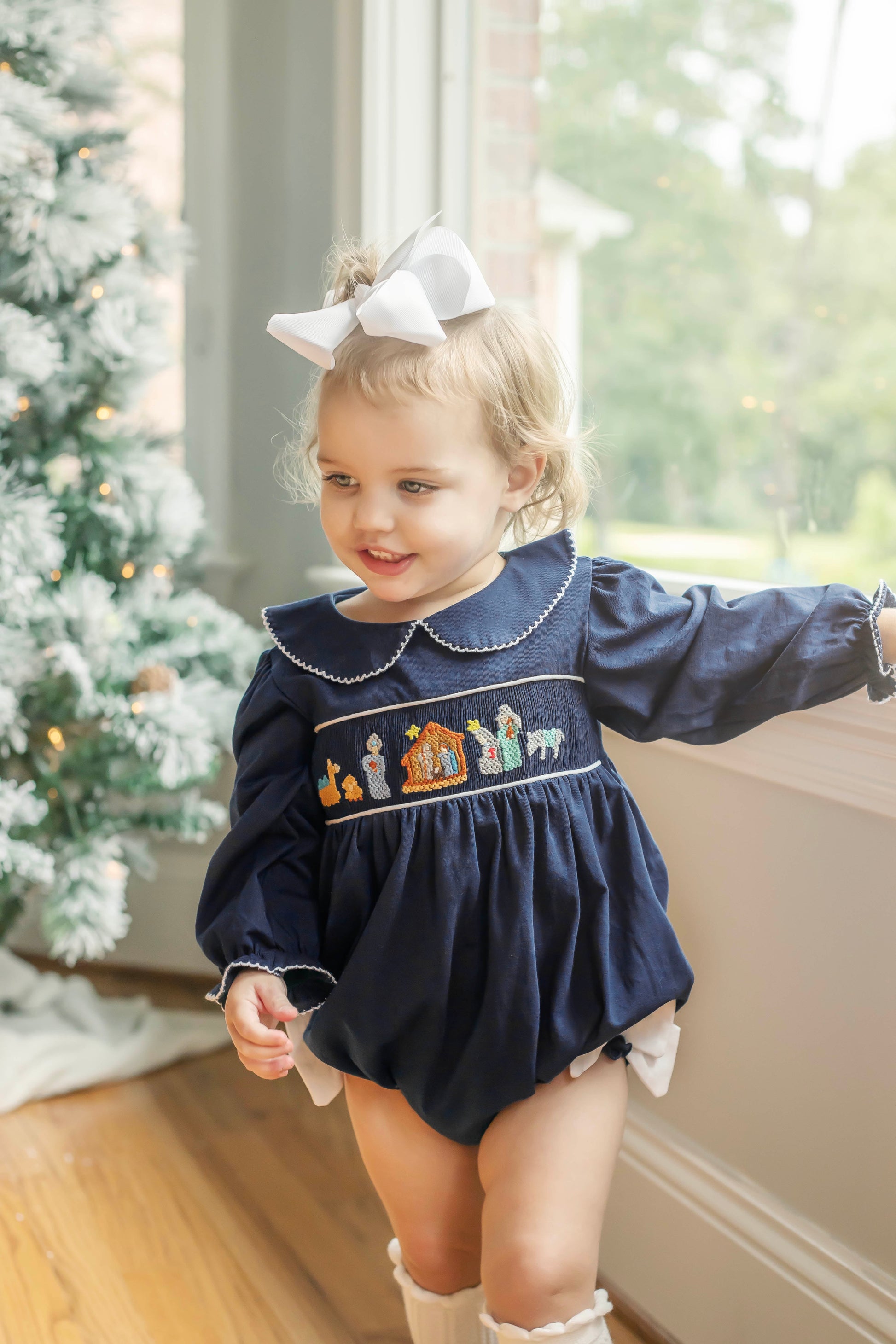 Girls Smocked Nativity Bubble 3T Girls Smocked Nativity Bubble 3T