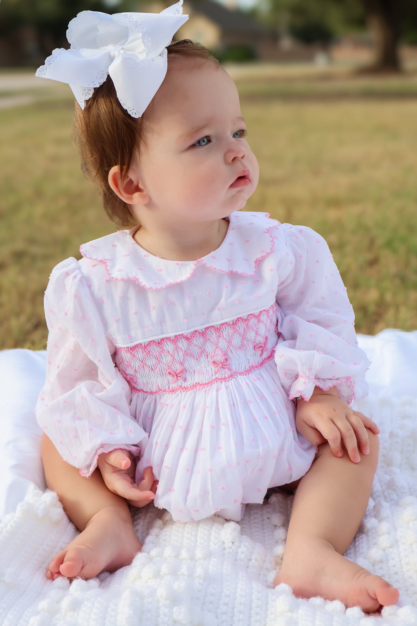 Girls Smocked Bow Bubble