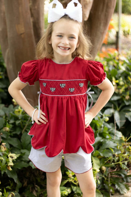 Girl’s Smocked Elephant Short Set
