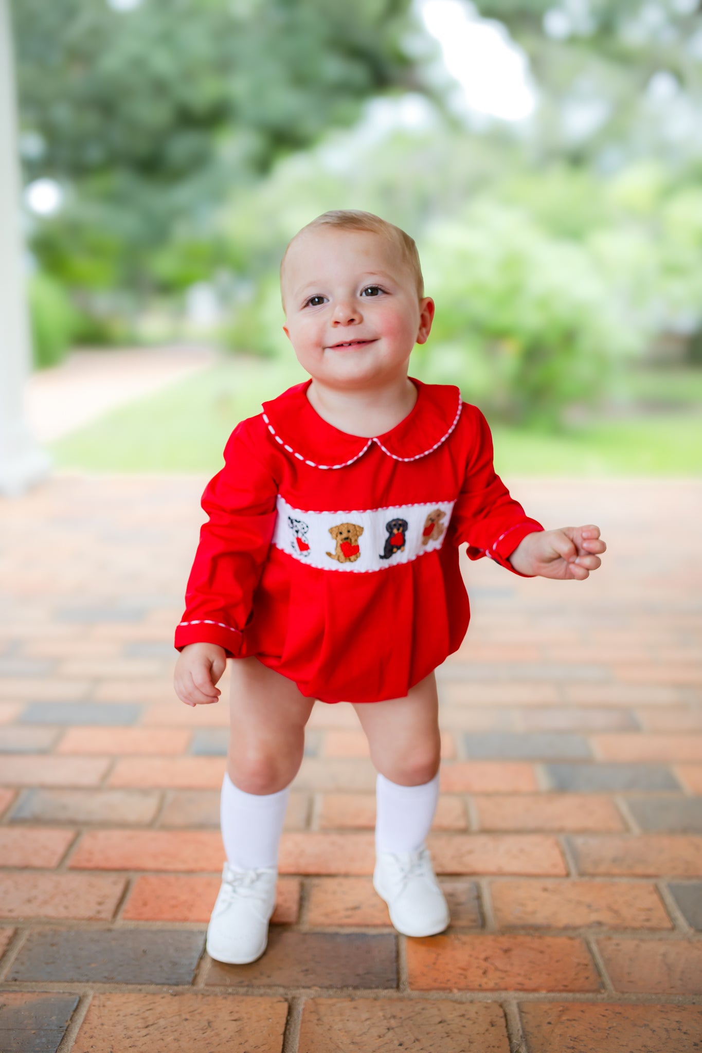 Boy’s Smocked Valentine Puppy Bubble