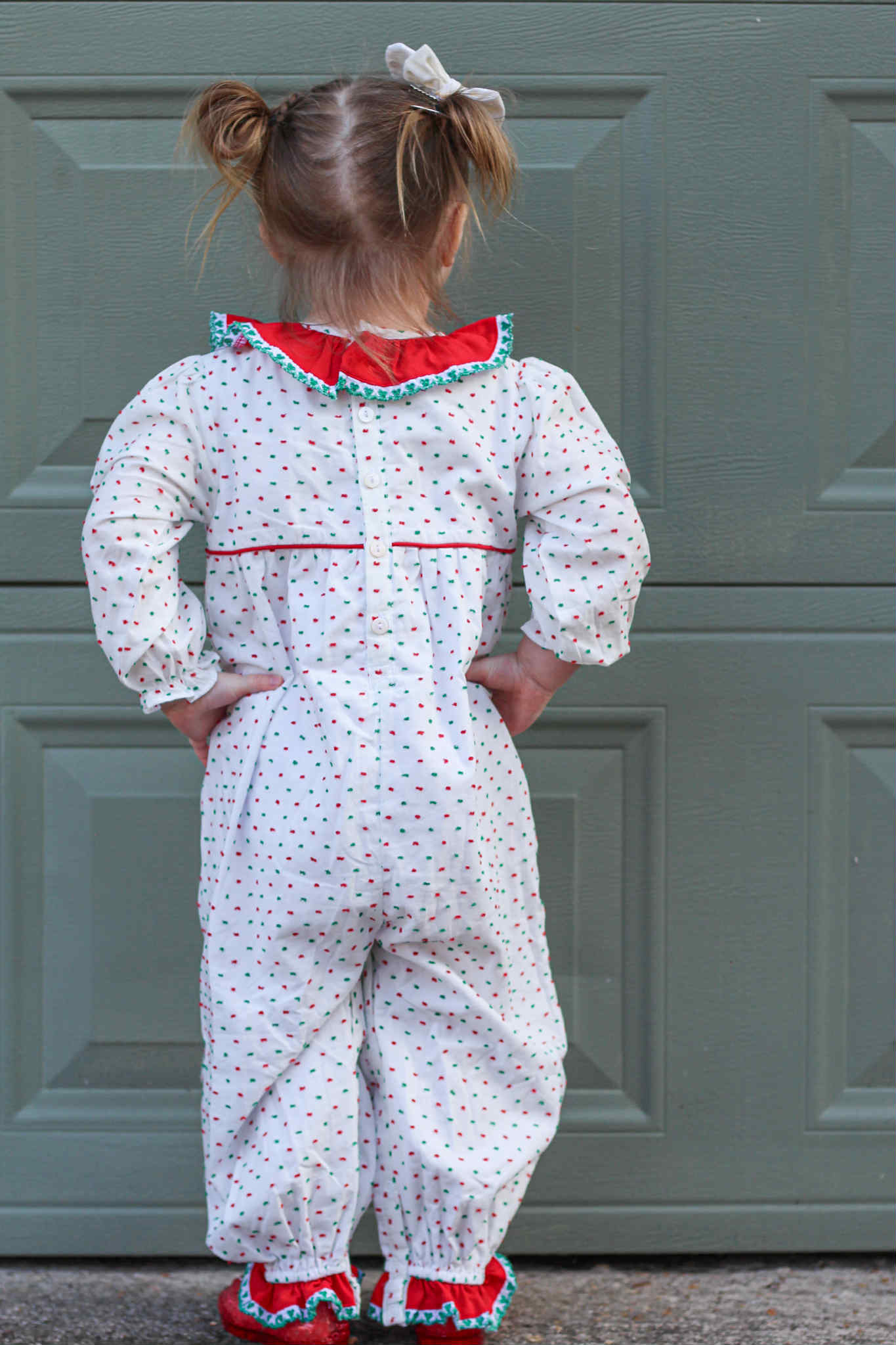 Girl’s Smocked Candy Cane Romper