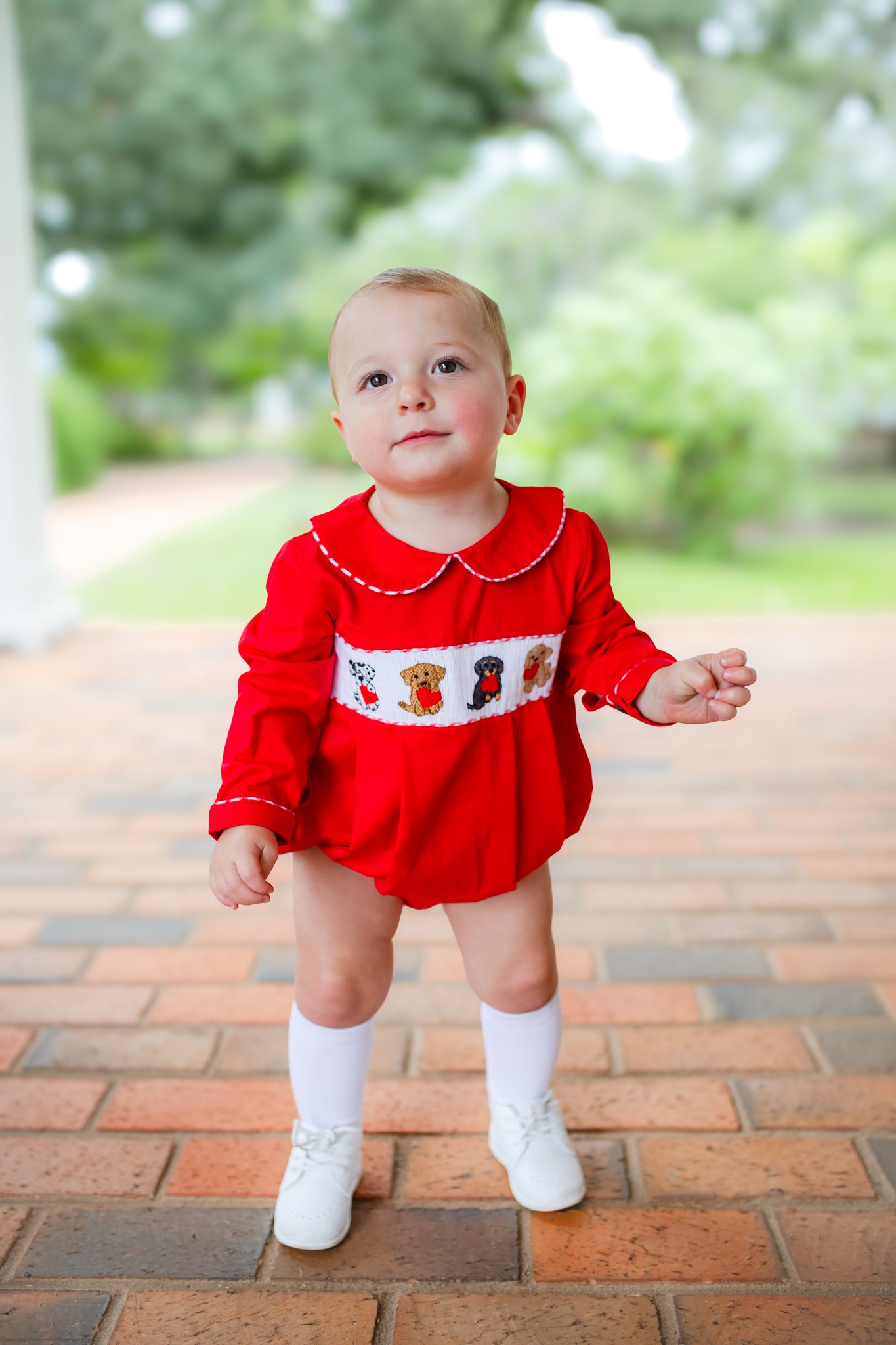 Boy’s Smocked Valentine Puppy Bubble