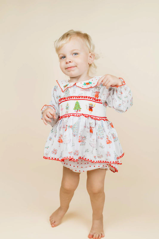 Girl’s Smocked Nutcracker Bloomer Set