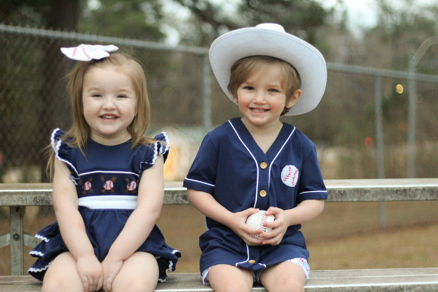 Girl’s Navy Smocked Baseball Bubble