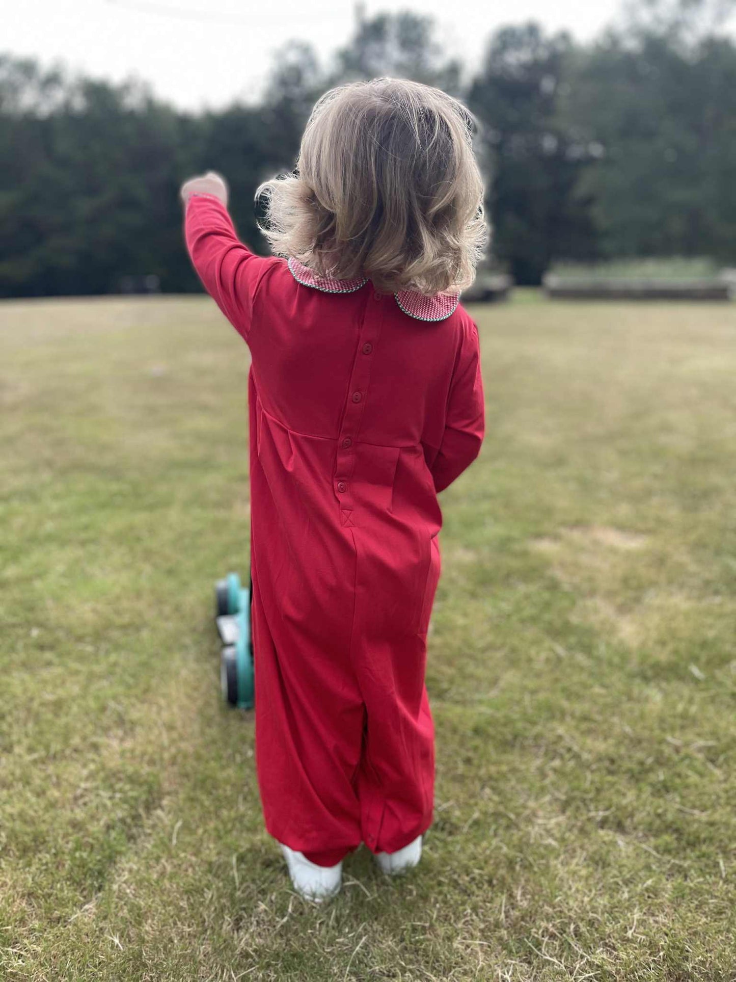 Boys Smocked Christmas Romper