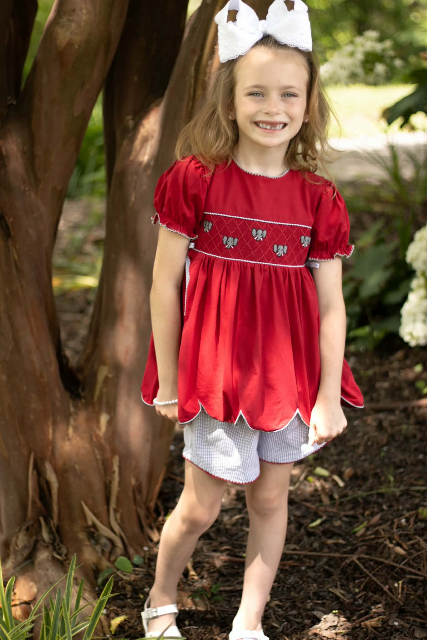 Girl’s Smocked Elephant Short Set