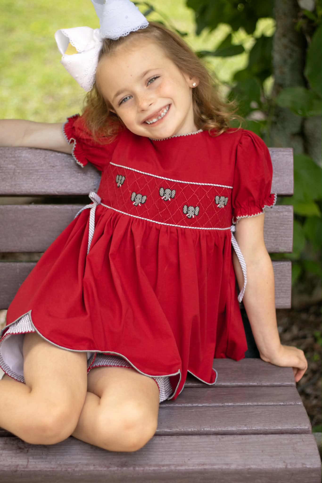 Girl’s Smocked Elephant Short Set