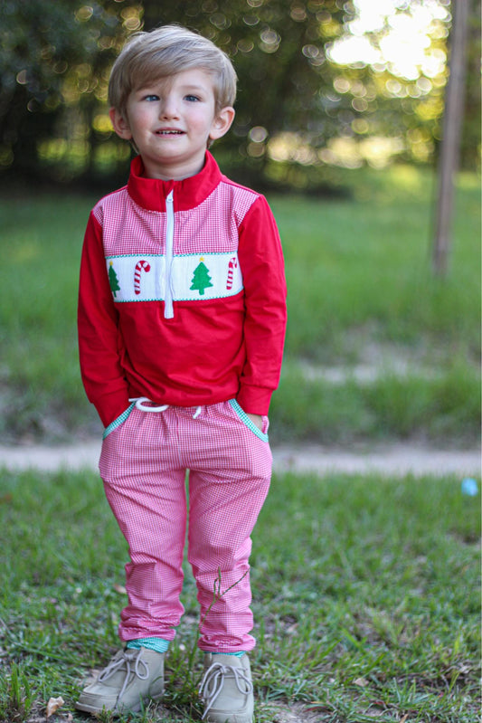 Boys Smocked Christmas Jogger Set