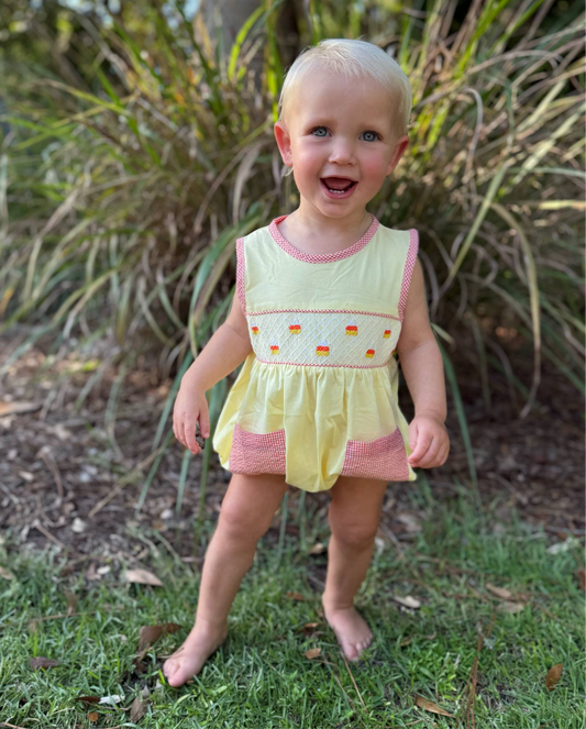 Boys Smocked Candy Corn Bubble