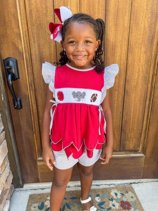 Smocked Elephant Football Short Set