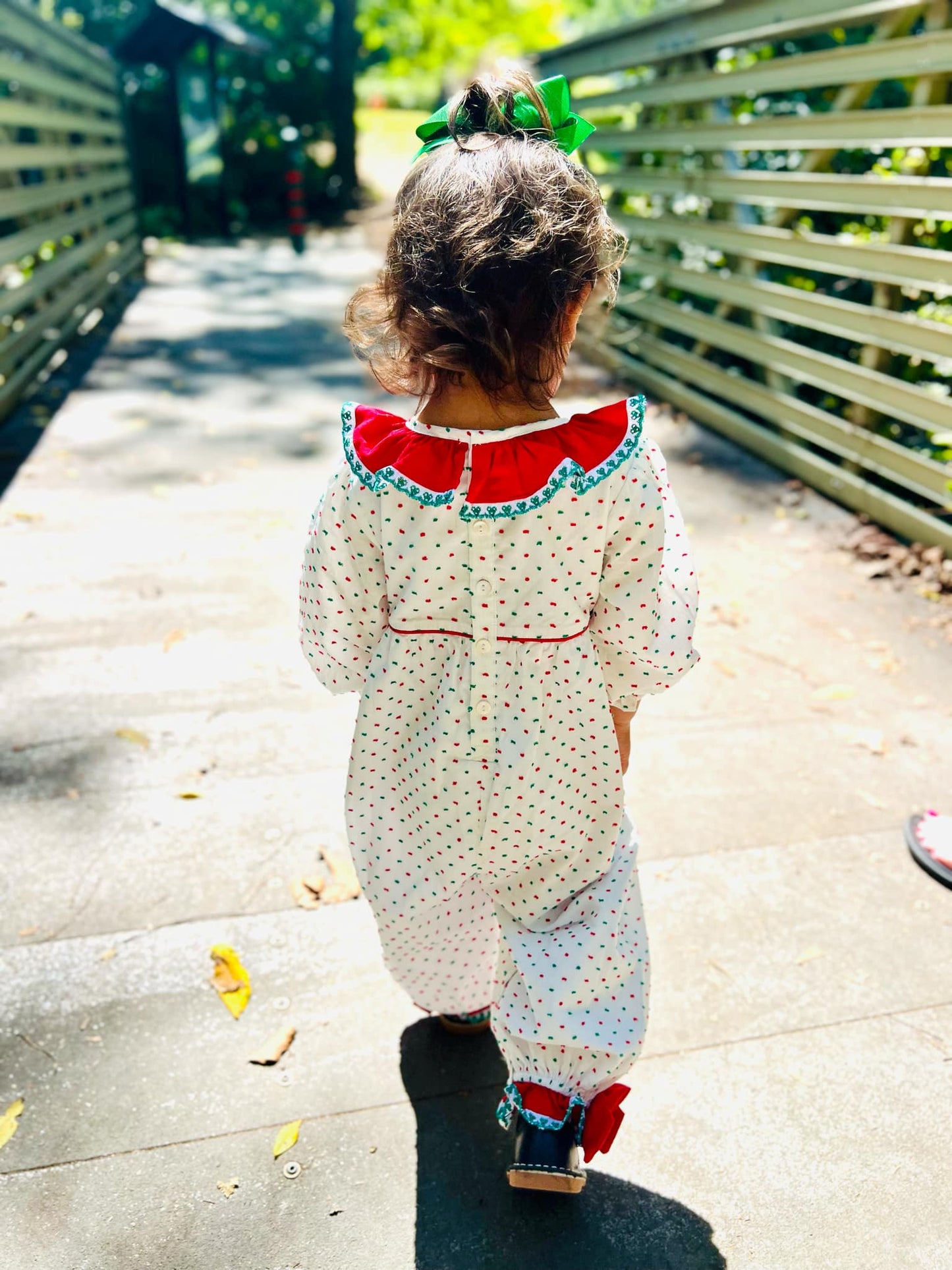 Girl’s Smocked Candy Cane Romper