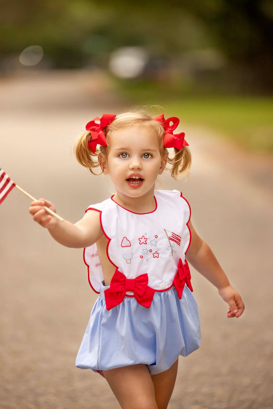 Girl’s Patriotic Embroidered Bubble