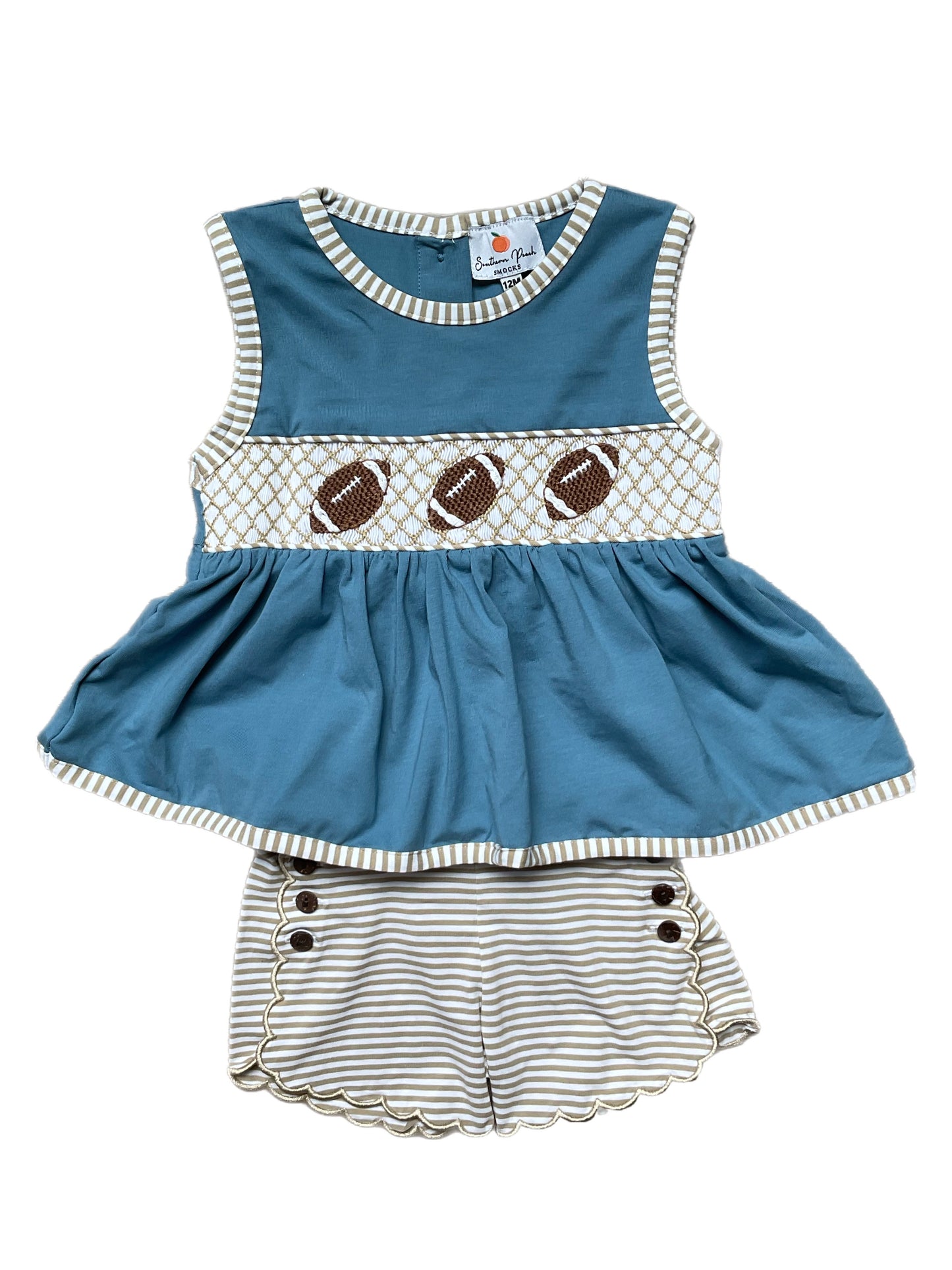 Girl’s Smocked Football Short Set