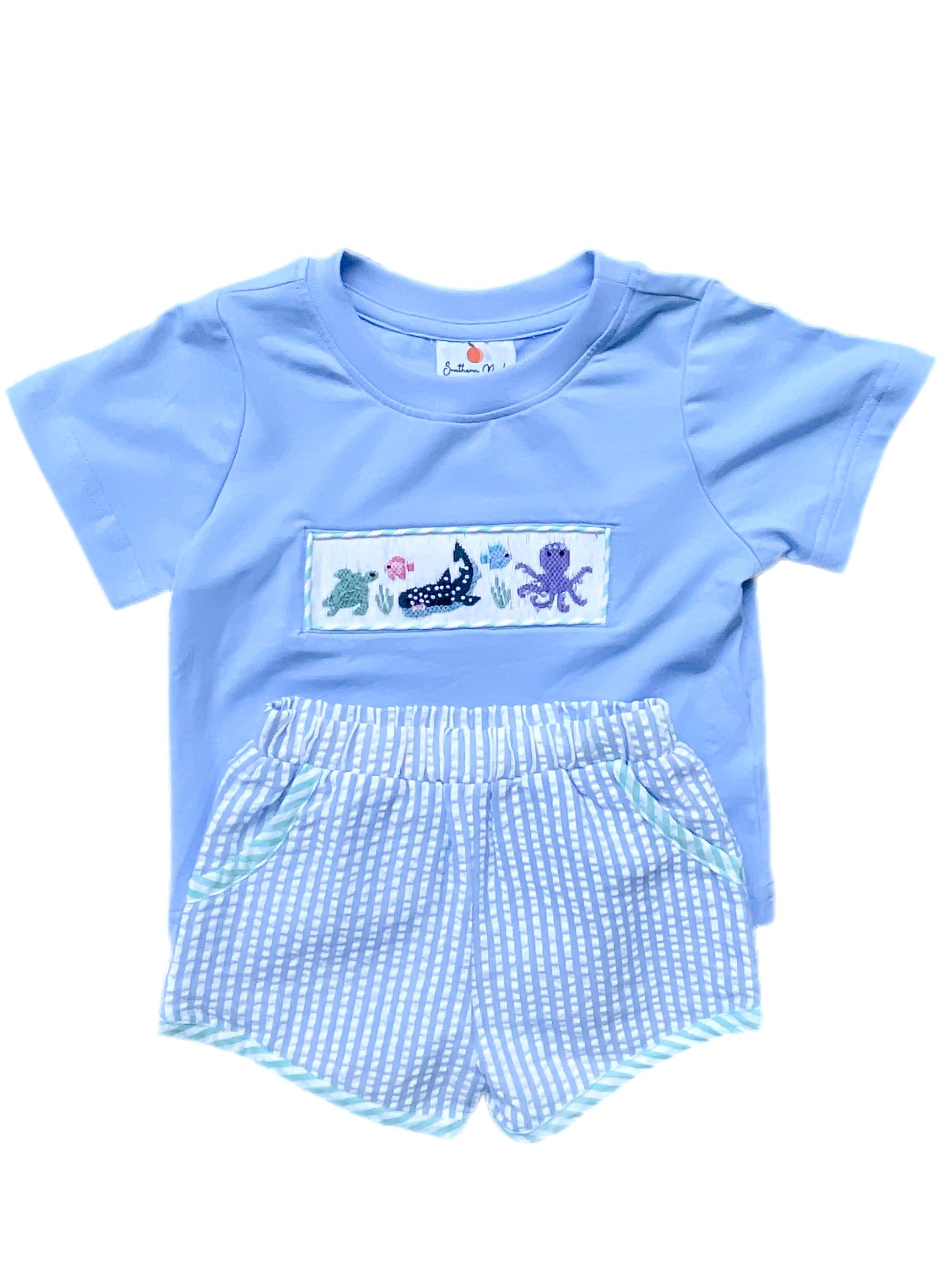 smocked aquarium outfit for toddler boys southern peach smocks