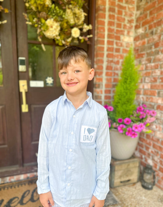 Smocked I Heart Dad Button Up
