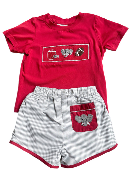 Smocked Elephant Football Short Set