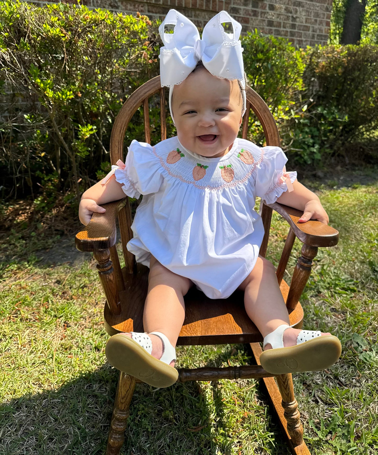 Smocked Peach Bubble