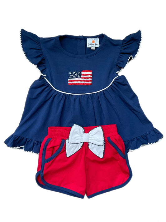 Girl’s French Knot Flag Short Set