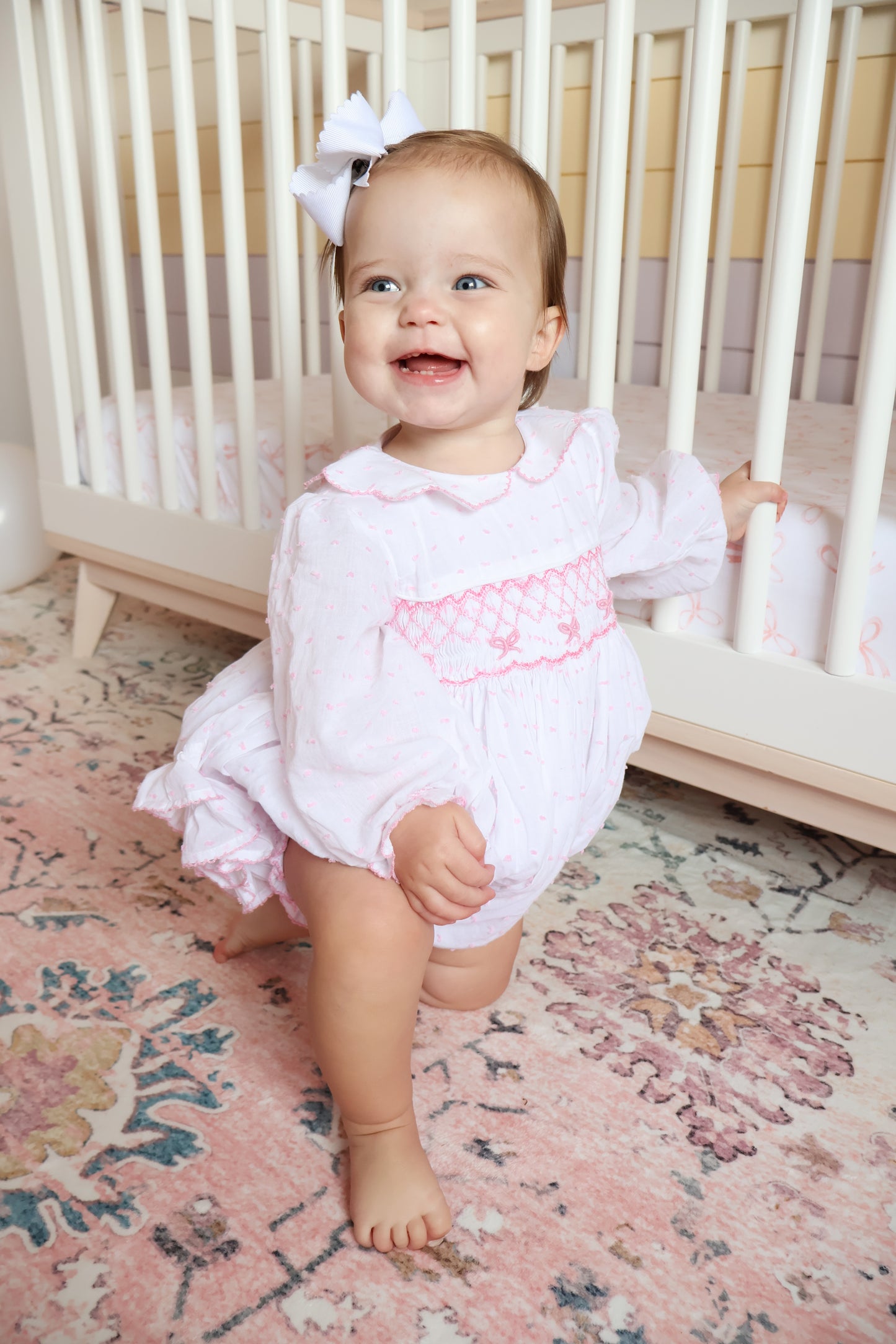 Girls Smocked Bow Bubble