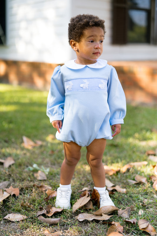 Boy’s Smocked Bunny Bubble
