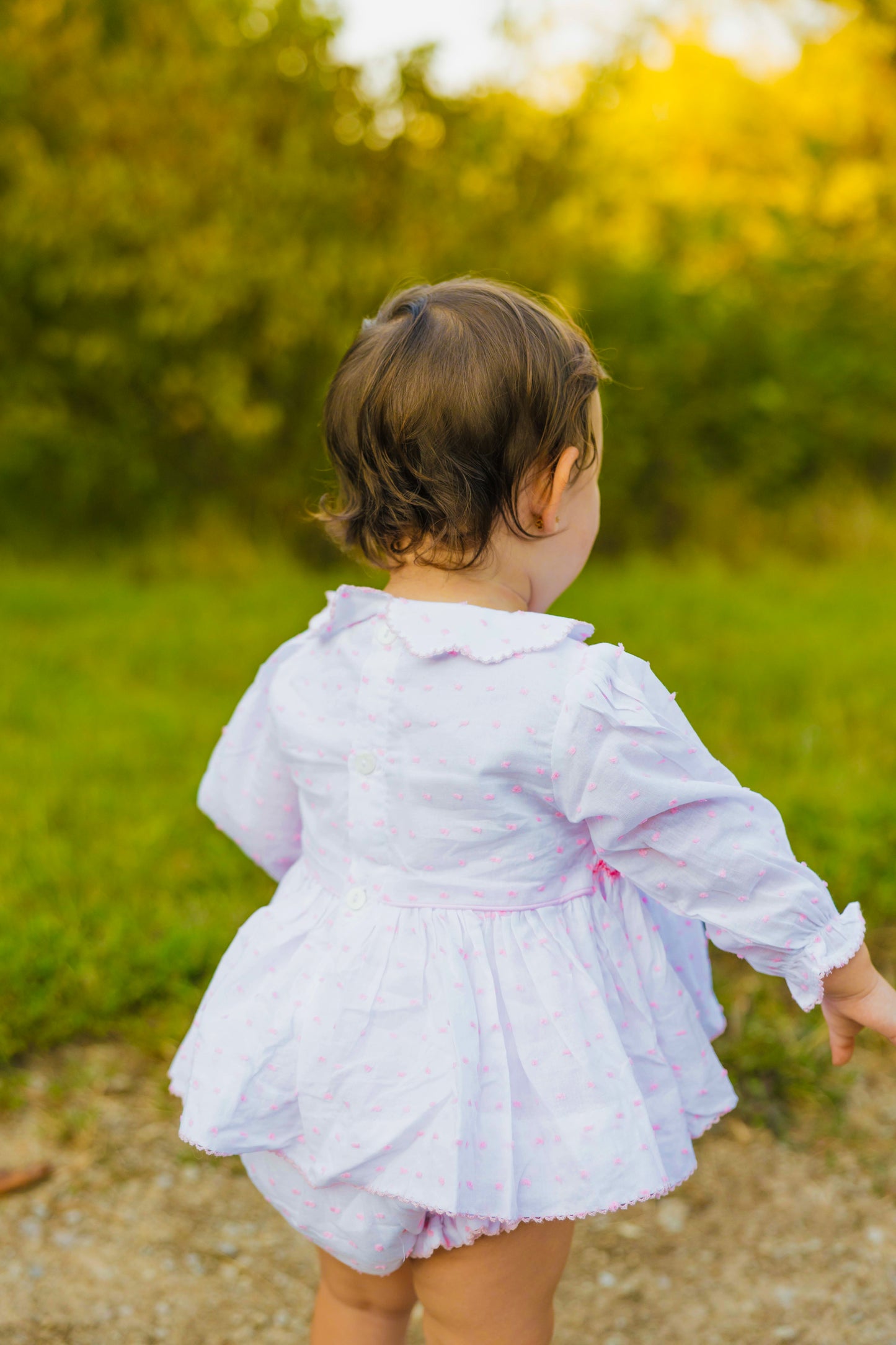 Smocked Pink Bow Bloomer Set- Long Sleeve