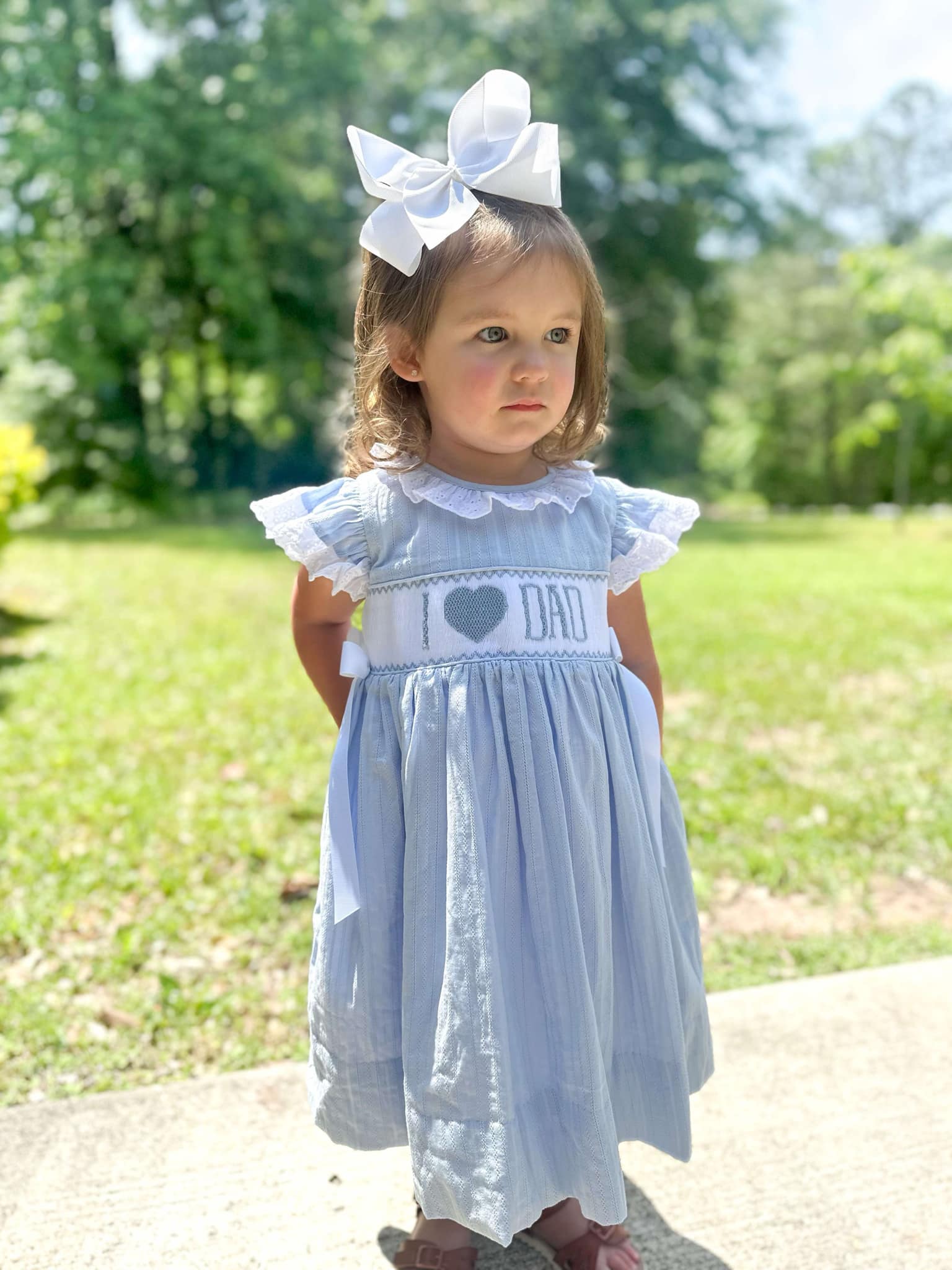 Smocked I Heart Dad Linen Dress 5T Smocked I Heart Dad Linen Dress 5T