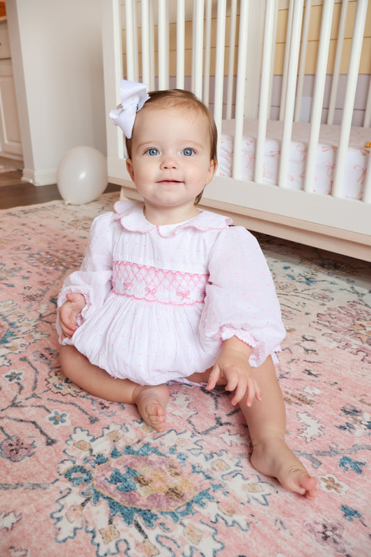 Girls Smocked Bow Bubble