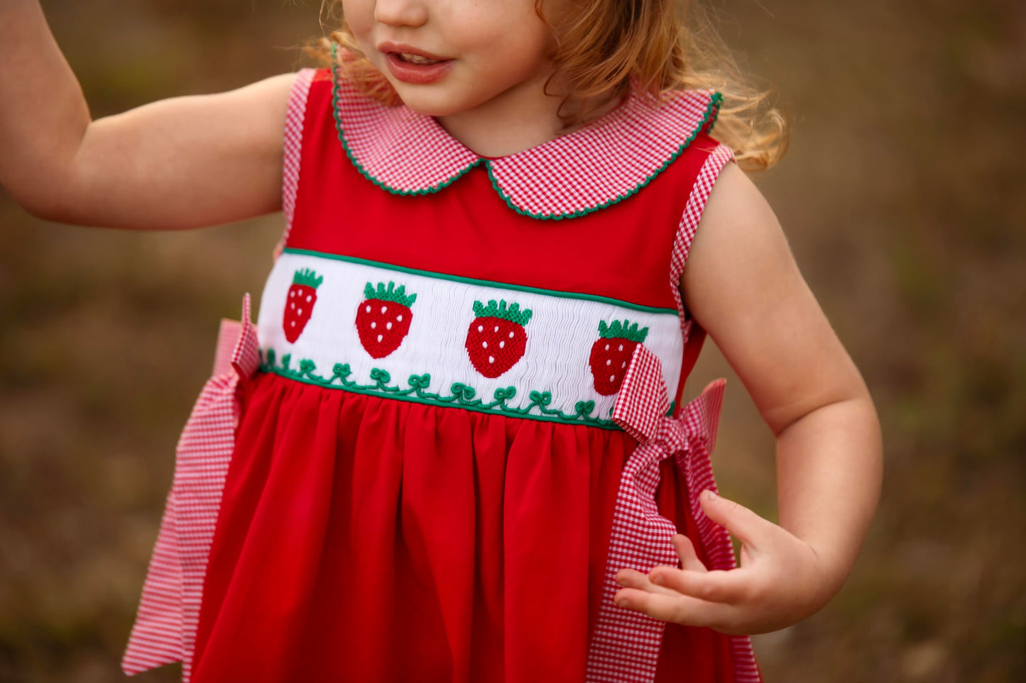 Girls Smocked Strawberry Short Set