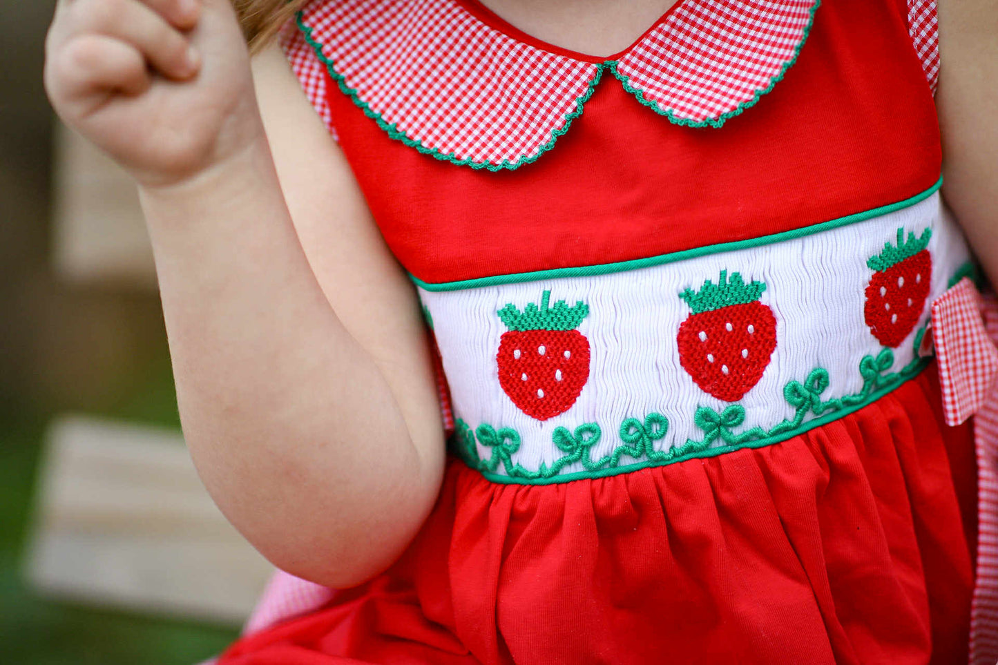 Girls Smocked Strawberry Short Set