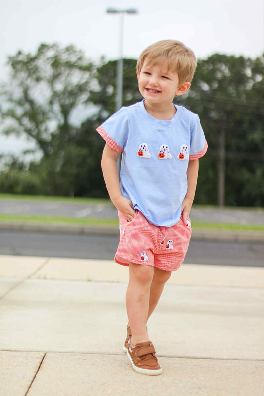 Boys French Knot Ghost Short Set