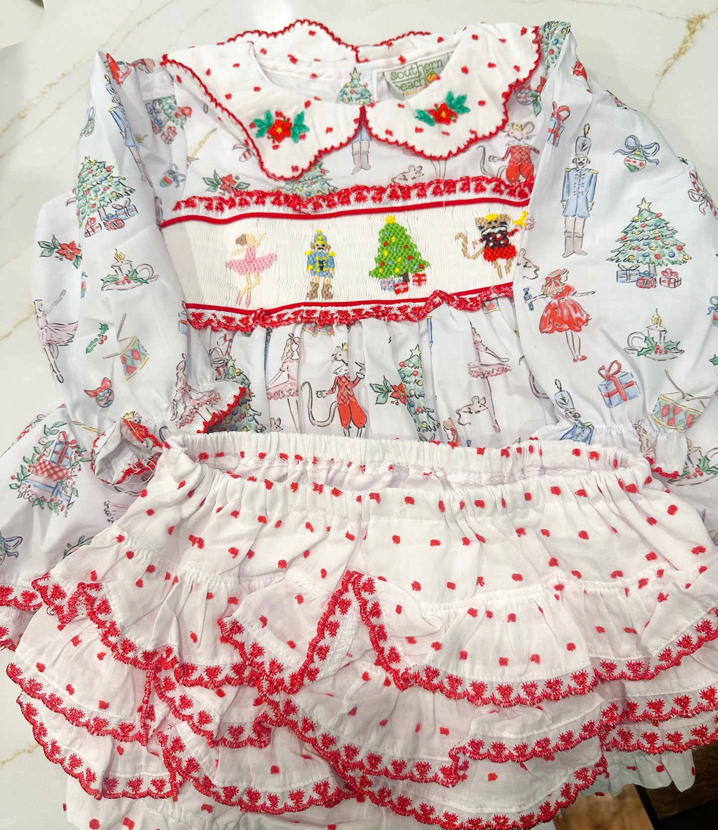 Girl’s Smocked Nutcracker Bloomer Set