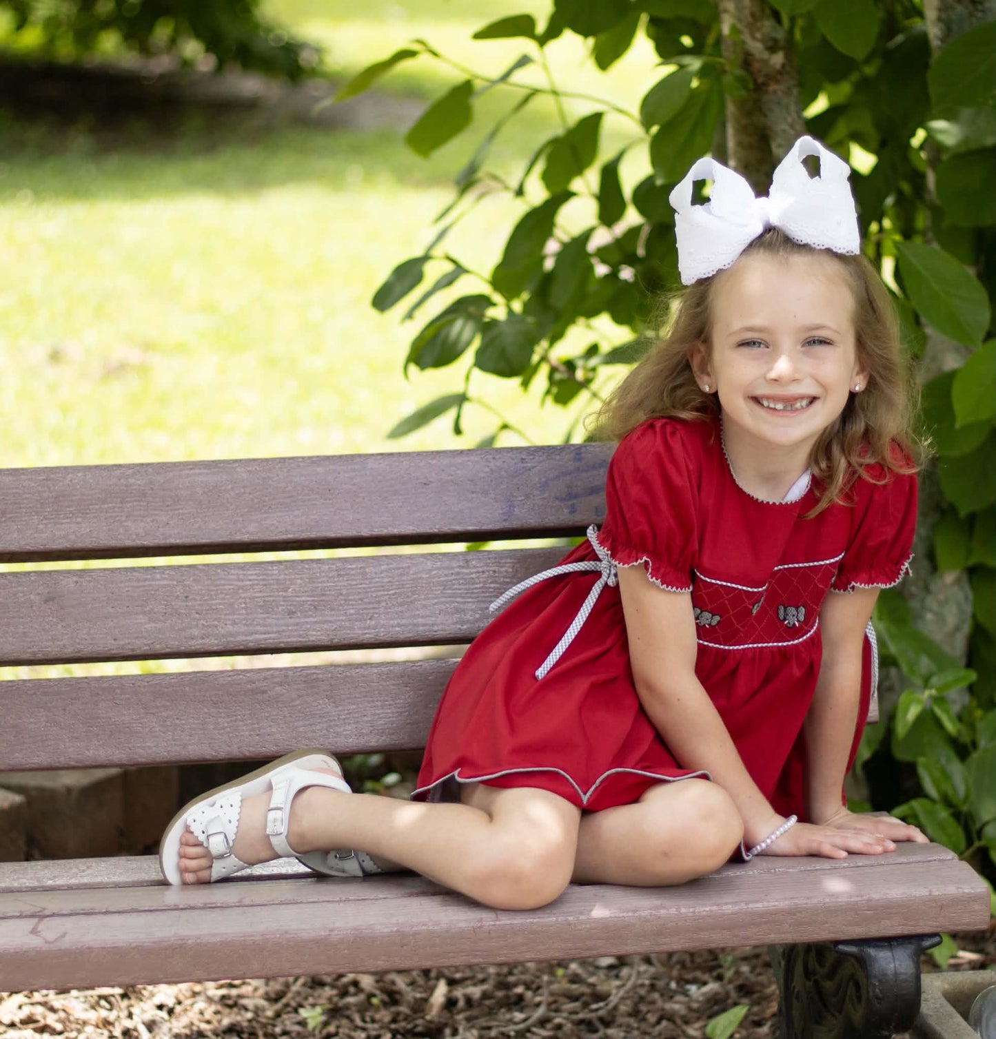 Girl’s Smocked Elephant Short Set