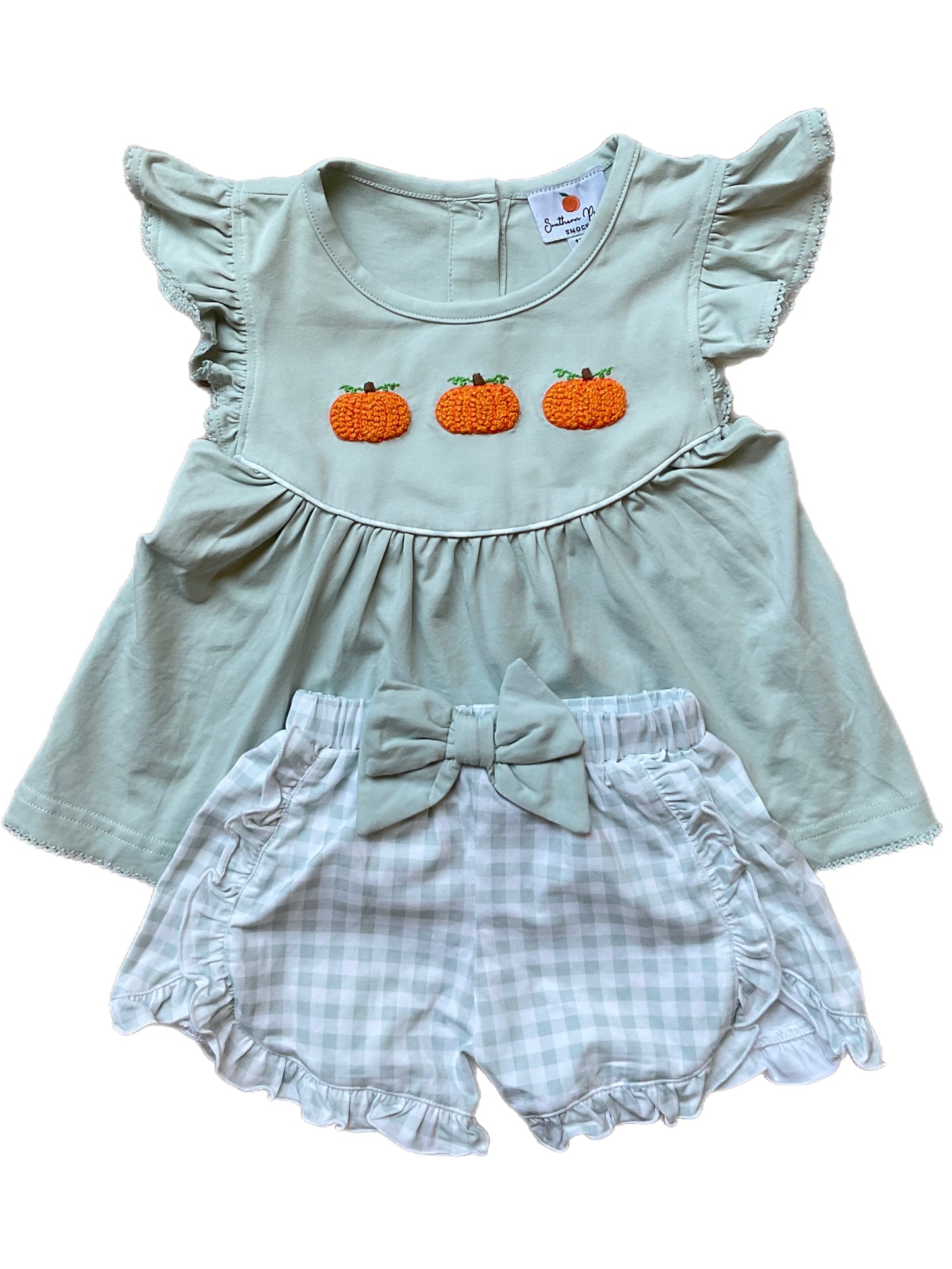 Girl’s Sage Pumpkin Short Set